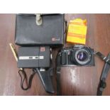 Minolta camera and a Kodak instamatic M14 in case