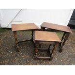 Vintage oak peg jointed nest of tables