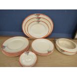 Royal Doulton 'Tango' 3 graduating oval platters, 6 dinner plates, 4 side plates, 4 saucers and a