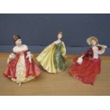 3 Royal Doulton figurines H 20cm approx