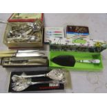 Boxed Portmeirion cake slice, flatware and cutlery sets