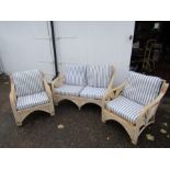 Upholstered wicker conservatory suite