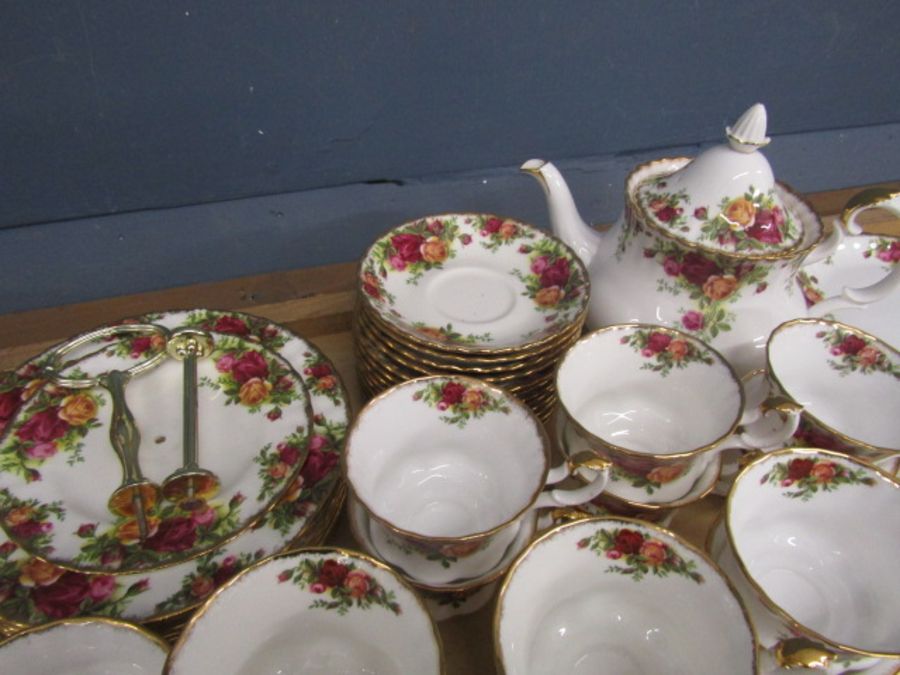 Royal Albert Country Roses part tea set comprising 12 cups and saucers, teapot, milk jug, salt and - Image 5 of 5