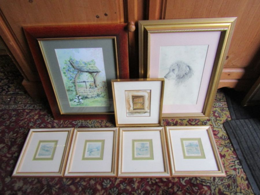 Boyeth Quigao signed watercolour and framed prints etc