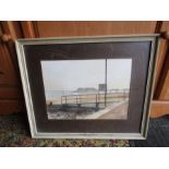 Ian L King framed signed watercolour of a beach scene 45cm x 54cm approx