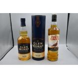 Two Bottles of whisky to include one Glen Moray Single Malt Whisky 70cl and one Famous Grouse 70cl