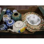 Ginger jars- some a/f vintage meat plates, sadler teapot etc