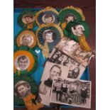 A collection of 1960/70s Speedway rosettes and photographs inc Ronnie Moore, Lynn 1st and 2nd