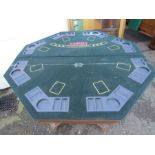 A casino table- hexagon shaped with a folding casino topper