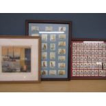 2 framed cigarette card sets and a ltd edition print of boats