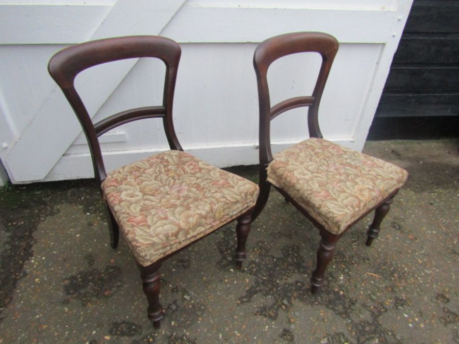 Pair of upholstered mahogany dining chairs