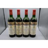 1968 Chateau Mouton Rothschild x4 bottles. The Ullage of the bottles, three are MS and one is HS