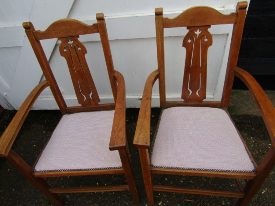 Pair of Arts and Craft chairs with clean neutral seat pads - Image 6 of 6