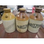 3 vintage parozone stoneware bottles