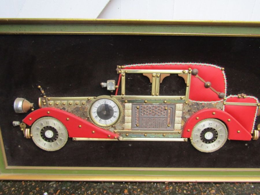 G. Burgess of London original metallic collage of a classic car made with various metal pieces - Image 7 of 8