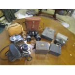 Vintage cameras and binoculars etc