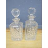 2 glass decanters