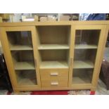 Modern oak glazed bookcase