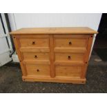 Mexican pine 6 drawer chest missing one handle H105cm W133cm D49cm approx