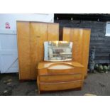 Birds eye maple bedroom suite, 2 wardrobes and dressing table