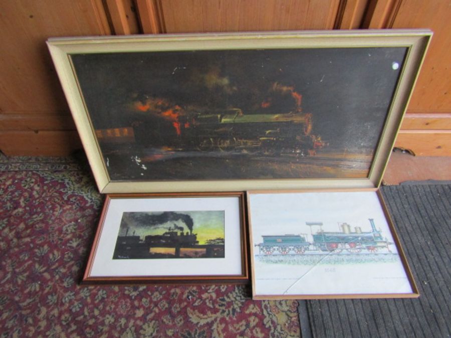 3 Framed train prints