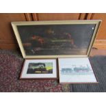 3 Framed train prints