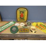 Breweriana- beermats, ashtrays and Bullards tin tray