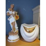Italian porcelain figure a/f and matching vase