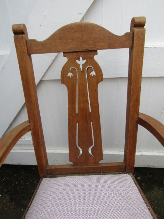 Pair of Arts and Craft chairs with clean neutral seat pads - Image 3 of 6