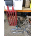 Mechanics lot- axle stands, under car roller, bottle jack, 2 jacks etc