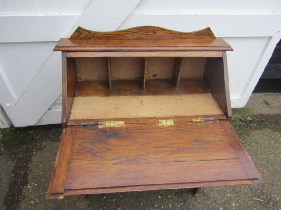 Oak writing bureau H100cm W76cm D33cm approx - Image 3 of 3