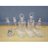 Quality cut glass decanters and lighter etc