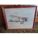 Timothy Smith framed signed watercolour of an aircraft 43cm x 53cm approx