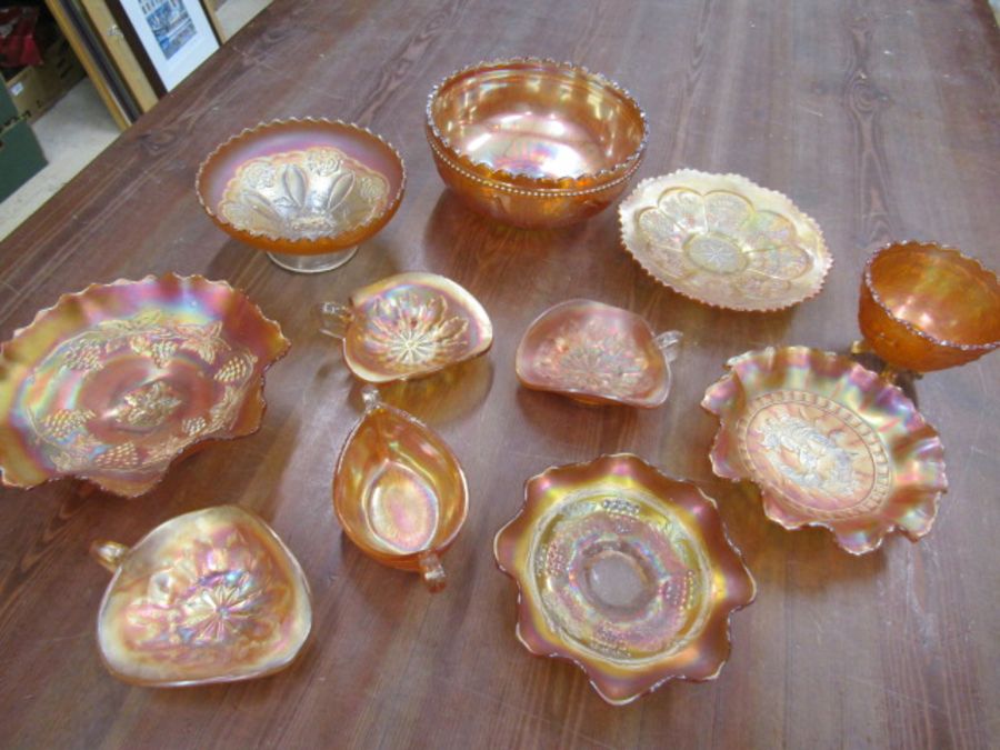 A quantity of carnival glass