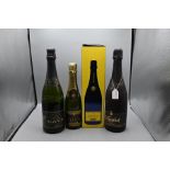 Four bottles of Champagne to include Monopole Heidsieck&Co Blue Top 75cl, bottle of Cava Brut