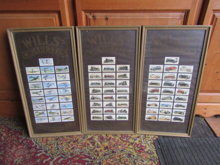 3 Framed Will's cigarette card collections, one has broken glass