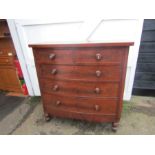 2 Short over 3 long mahogany bow fronted chest of drawers  H123cm W122cm D55cm approx