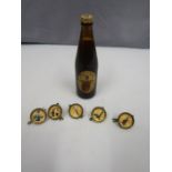 5 Guinness waistcoat buttons a mini bottle