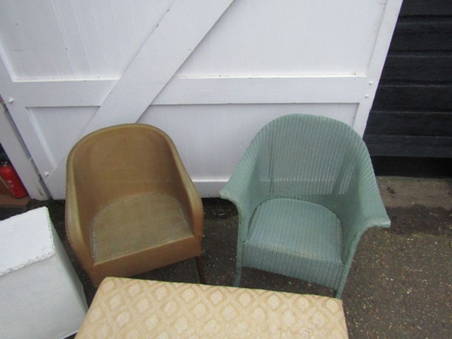 2 Lloyd Loom style chairs, blanket box and linen bin - Image 2 of 2