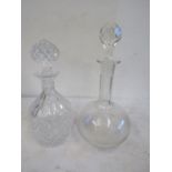 2 glass decanters