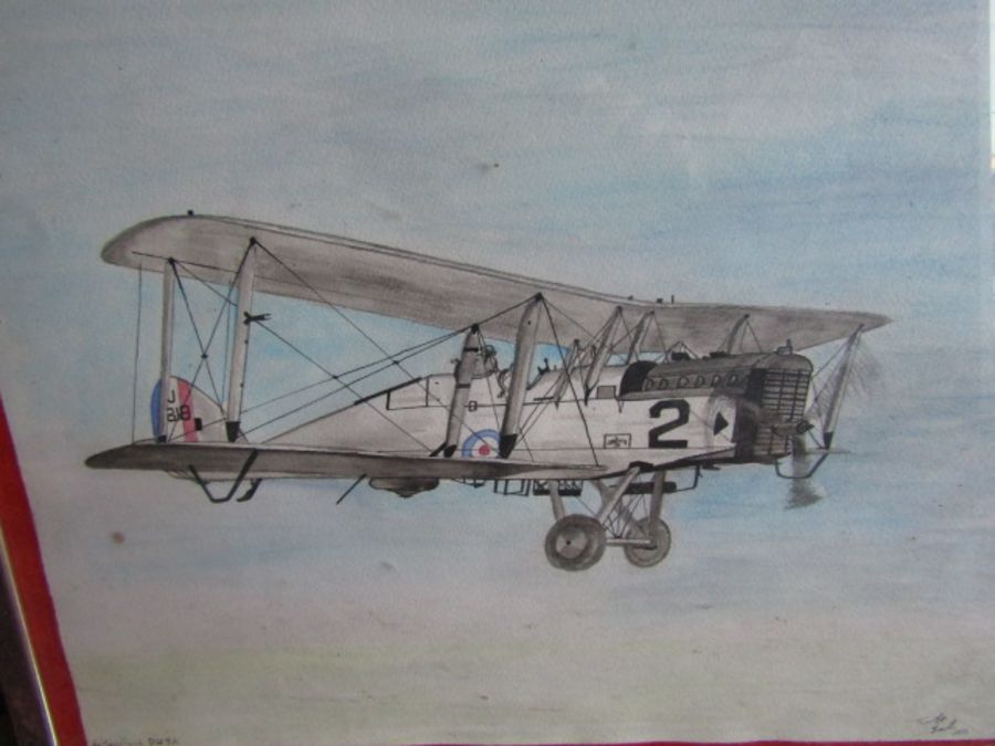 Timothy Smith framed signed watercolour of an aircraft 43cm x 53cm approx - Image 2 of 4