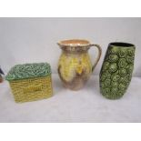 2 Sylvac vases and tea bag caddy