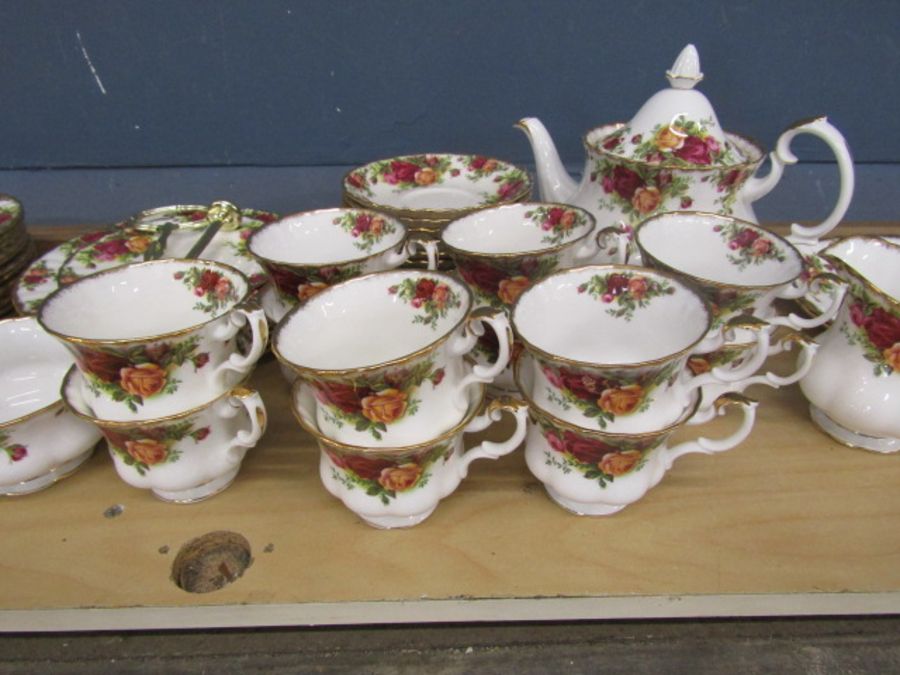 Royal Albert Country Roses part tea set comprising 12 cups and saucers, teapot, milk jug, salt and - Image 3 of 5