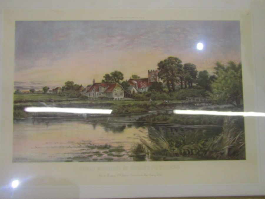 B.W Leader prints- Departing day at Tintern and Early morning at Gorning on Thames - Image 2 of 3