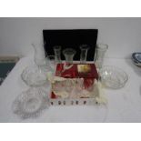 Lead crystal boxed glasses and a collection of vases and bowls