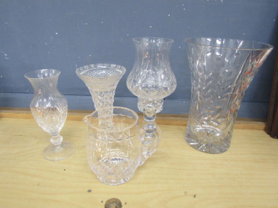 Quality cut glass vases and jug etc