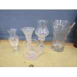 Quality cut glass vases and jug etc