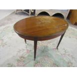 Mahogany inlaid occasional table on castors
