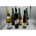 Collection of 6 different white and red wine