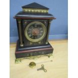 Black slate mantel clock with key